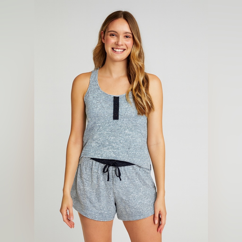 La Vie En Rose Blue and White Pajama Set (top and bottoms)